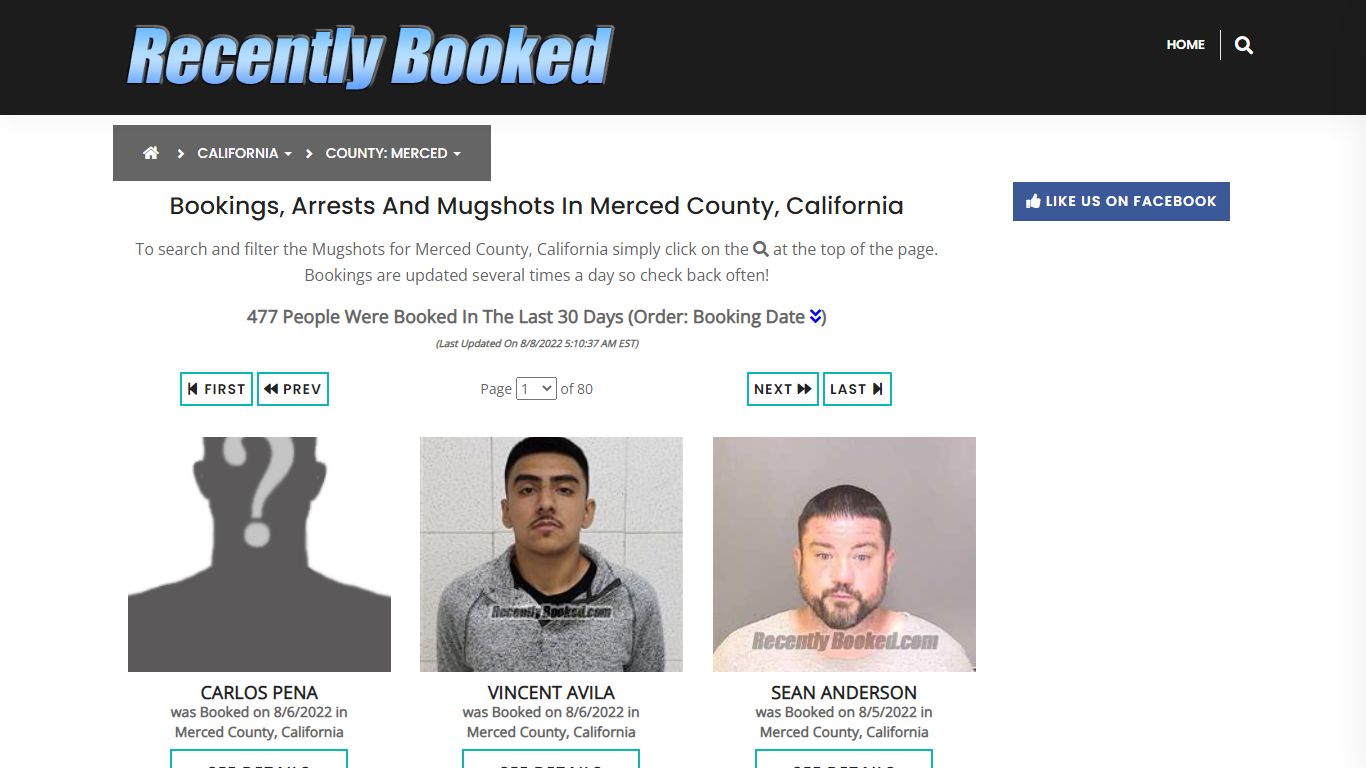 Bookings, Arrests and Mugshots in Merced County, California